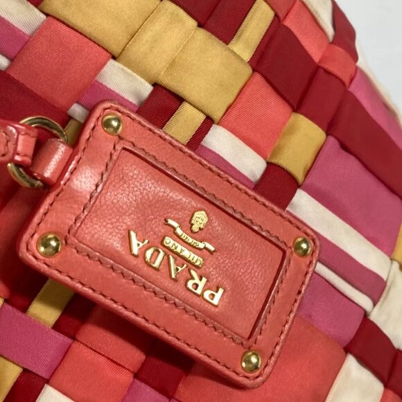 PRADA BN1653 Multicolore Logo braid Shoulder Bag Tote Bag Handbag Shoulder Bag - Picture 2 of 14